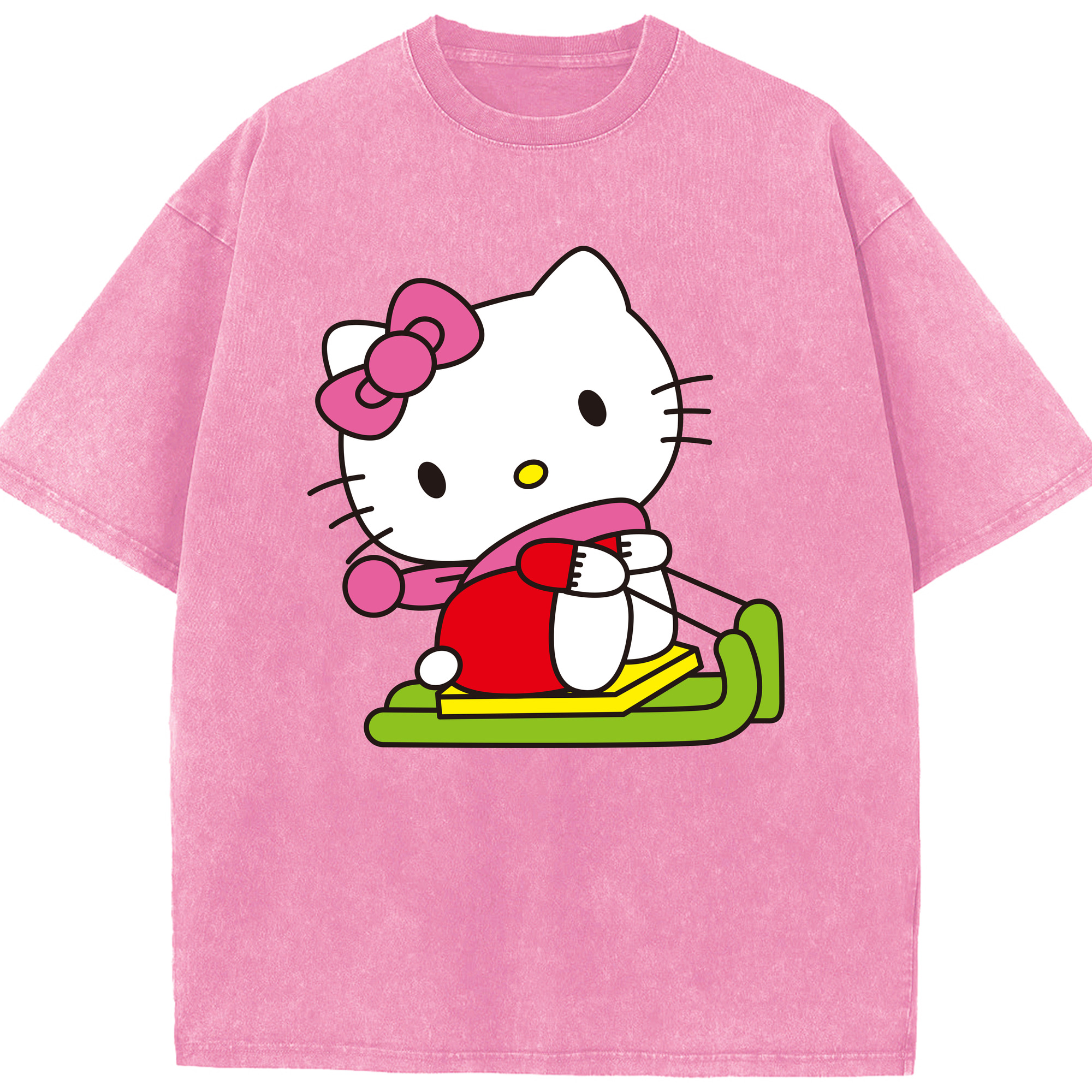 （画像用） Hello Kitty ハローキティ 綿100% ヴィンテージ風 半袖Tシャツ（フロントプリント）